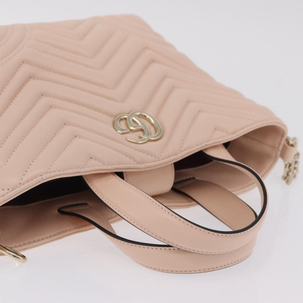 GUCCI GG Marmont Hand Bag Leather 2way Pink Gold Tone 847386 Auth SW2876M