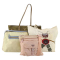 PRADA Shoulder Bag Tote Bag Nylon 4 Set Khaki Pink Auth ti4038