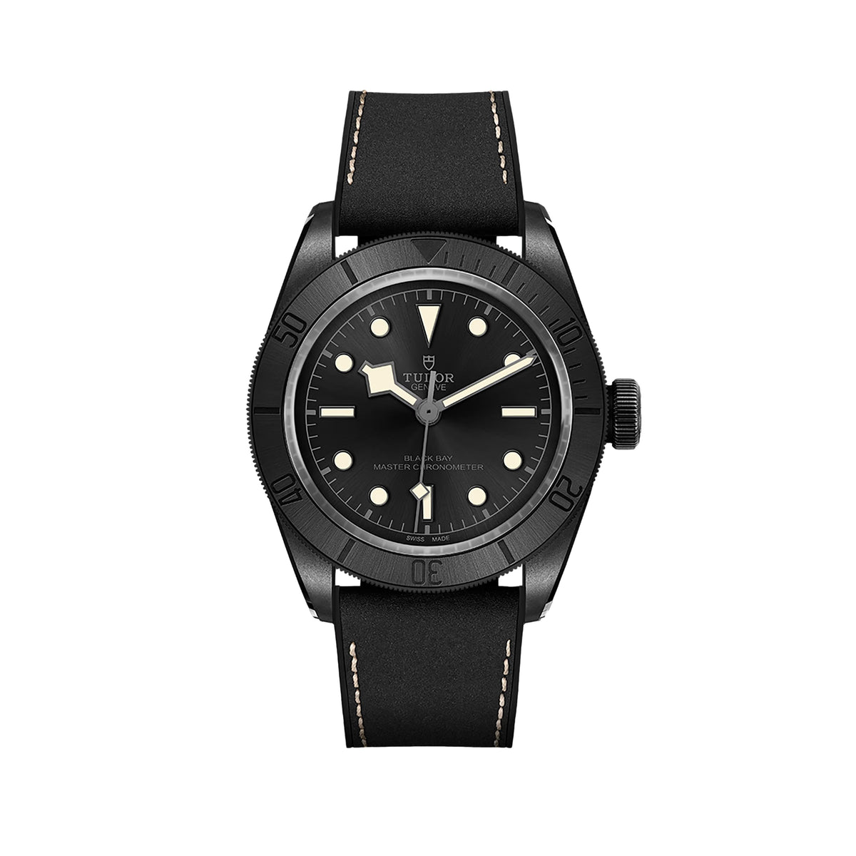 Black Bay Ceramic 41mm - Black on Hybrid Leather/Rubber Strap w/ Extra Fabric Strap