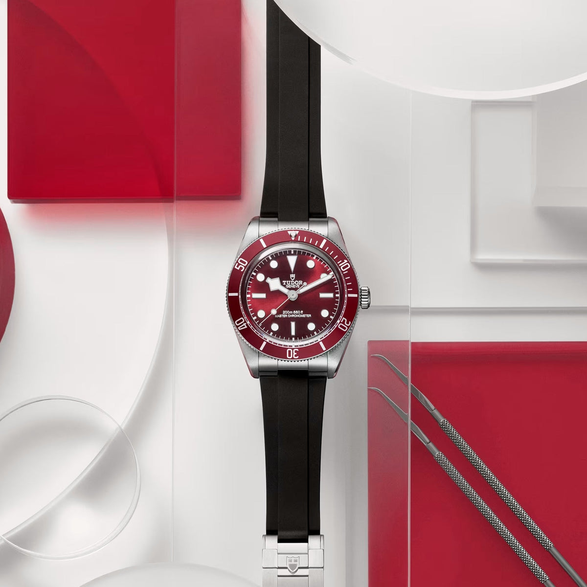 Black Bay 58 39mm - Burgundy on Rubber Strap