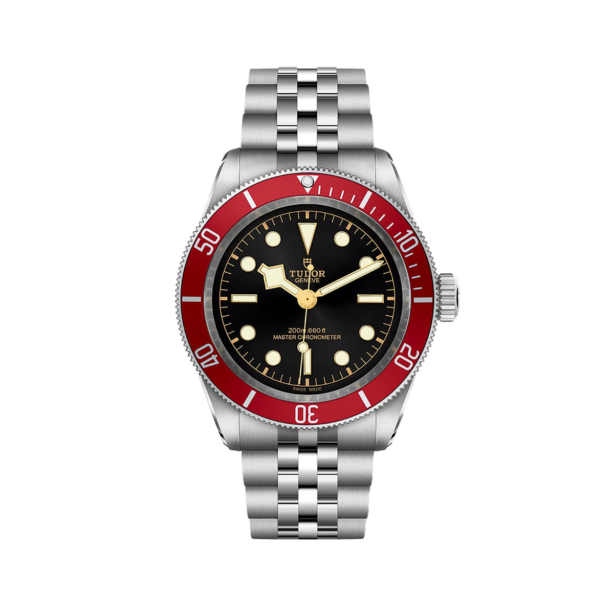 Black Bay 41mm - Black, Burgundy Bezel on Bracelet