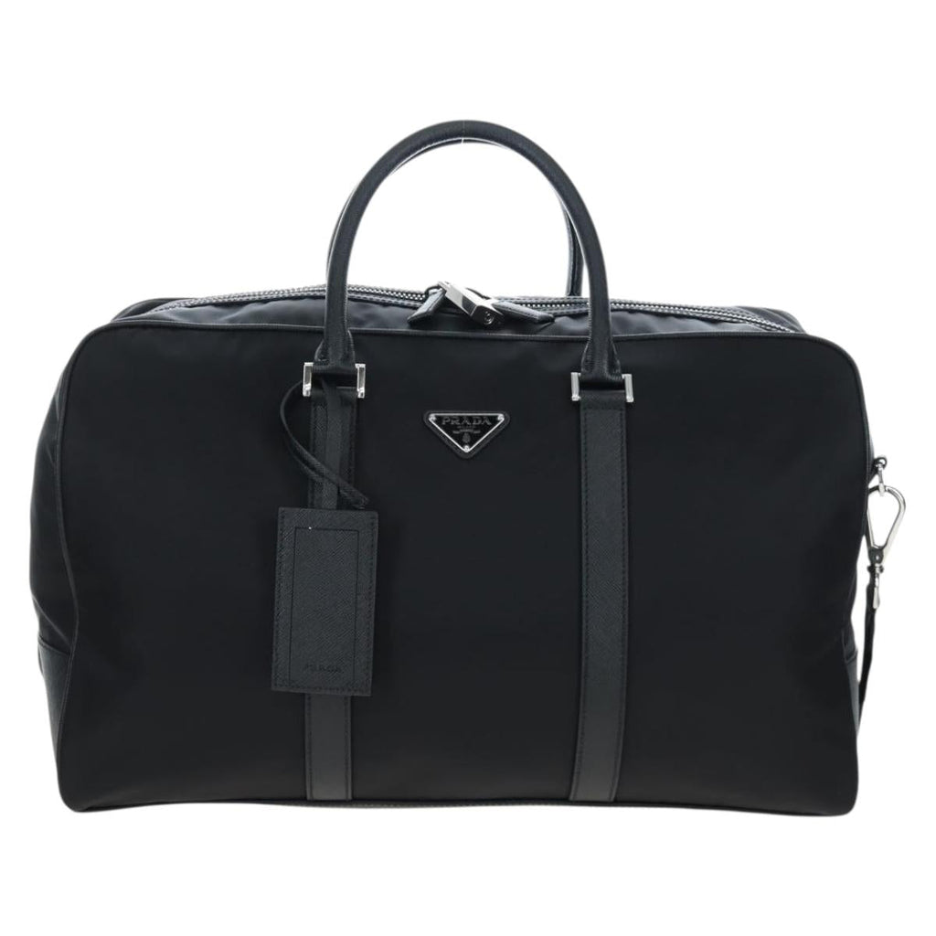 PRADA Boston Bag Nylon Leather 2way Black Silver 2VC007 Auth yk20779SAV