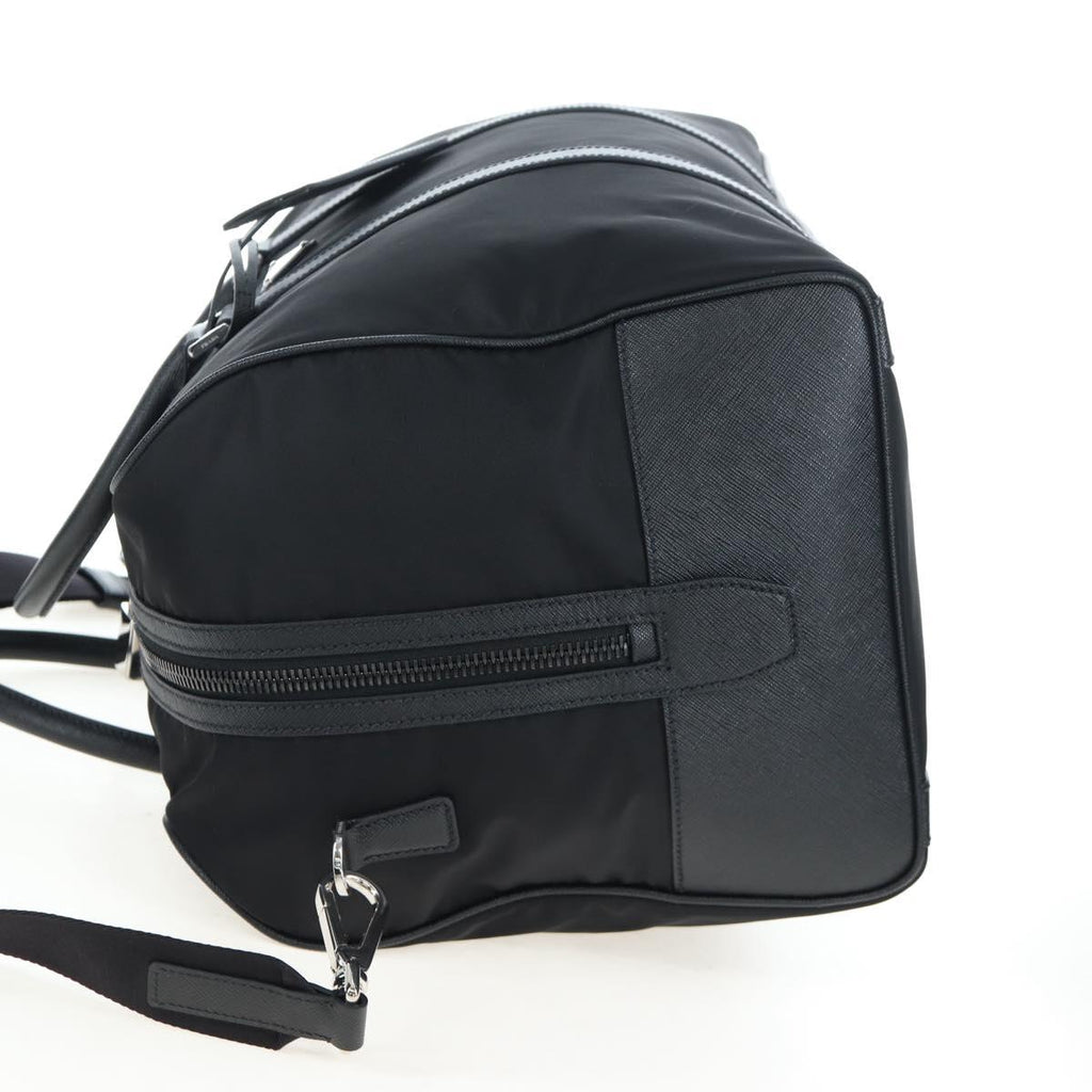 PRADA Boston Bag Nylon Leather 2way Black Silver 2VC007 Auth yk20779SAV