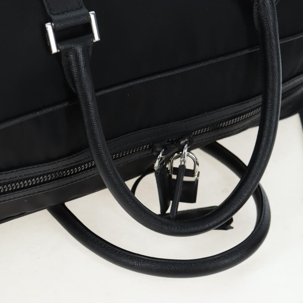PRADA Boston Bag Nylon Leather 2way Black Silver 2VC007 Auth yk20779SAV