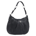 PRADA Shoulder Bag Leather Black Silver Auth yk20841SAV
