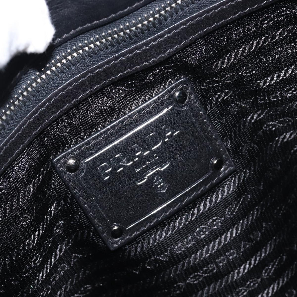 PRADA Shoulder Bag Leather Black Silver Auth yk20841SAV