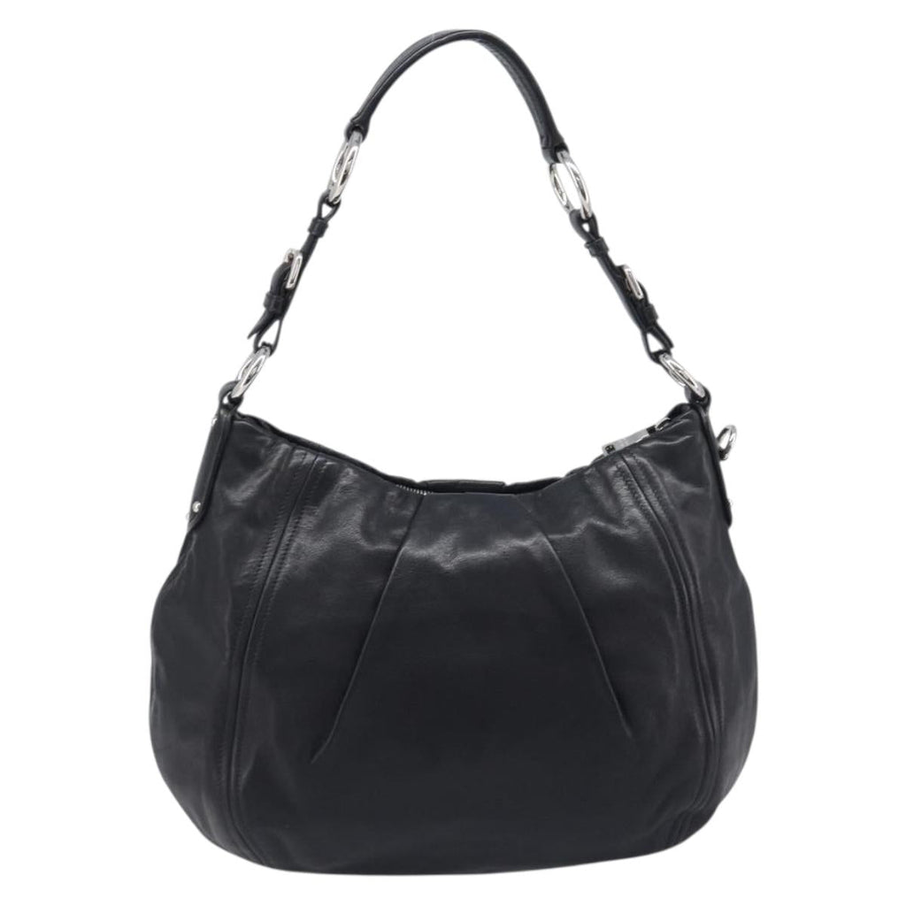 PRADA Shoulder Bag Leather Black Silver Auth yk20841SAV