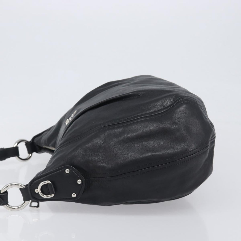 PRADA Shoulder Bag Leather Black Silver Auth yk20841SAV