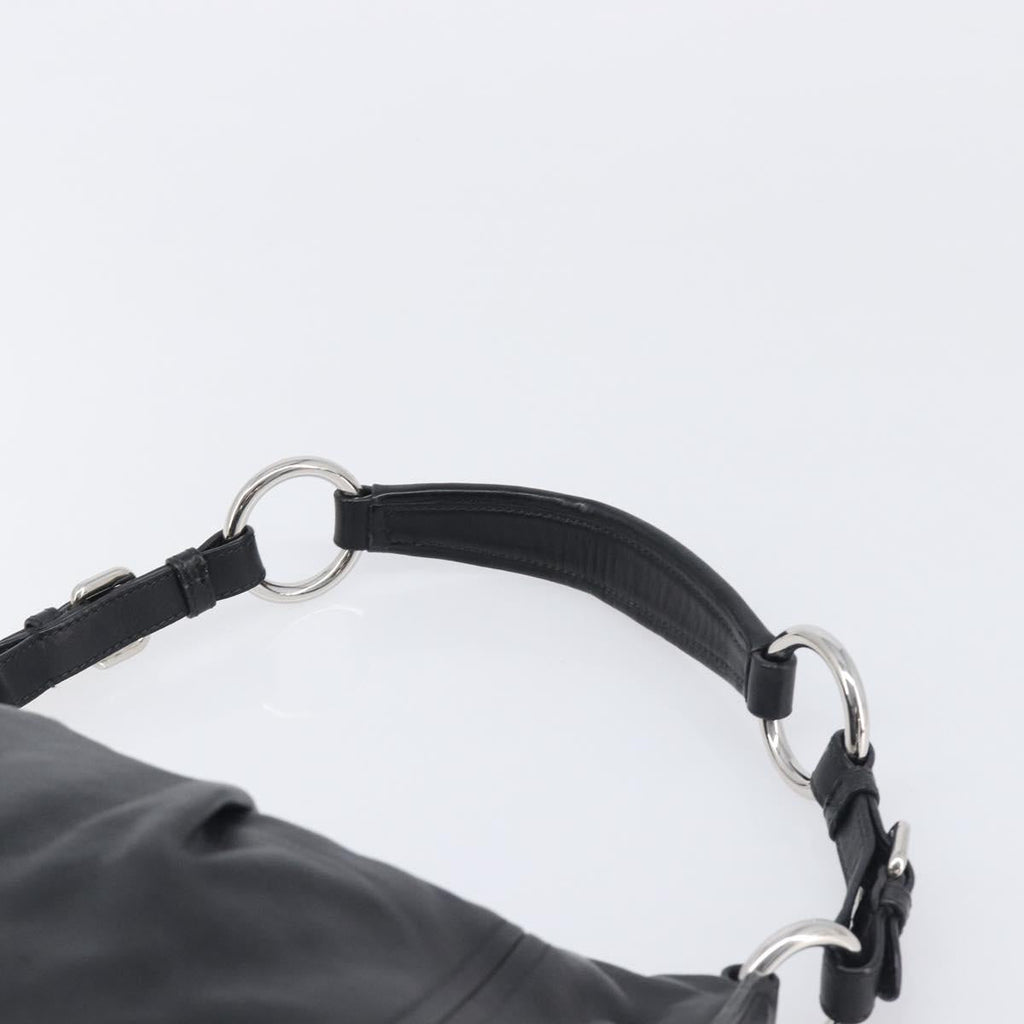 PRADA Shoulder Bag Leather Black Silver Auth yk20841SAV