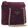 PRADA Quilted Chain Shoulder Bag Suede Bordeaux Gold Auth yk20855A