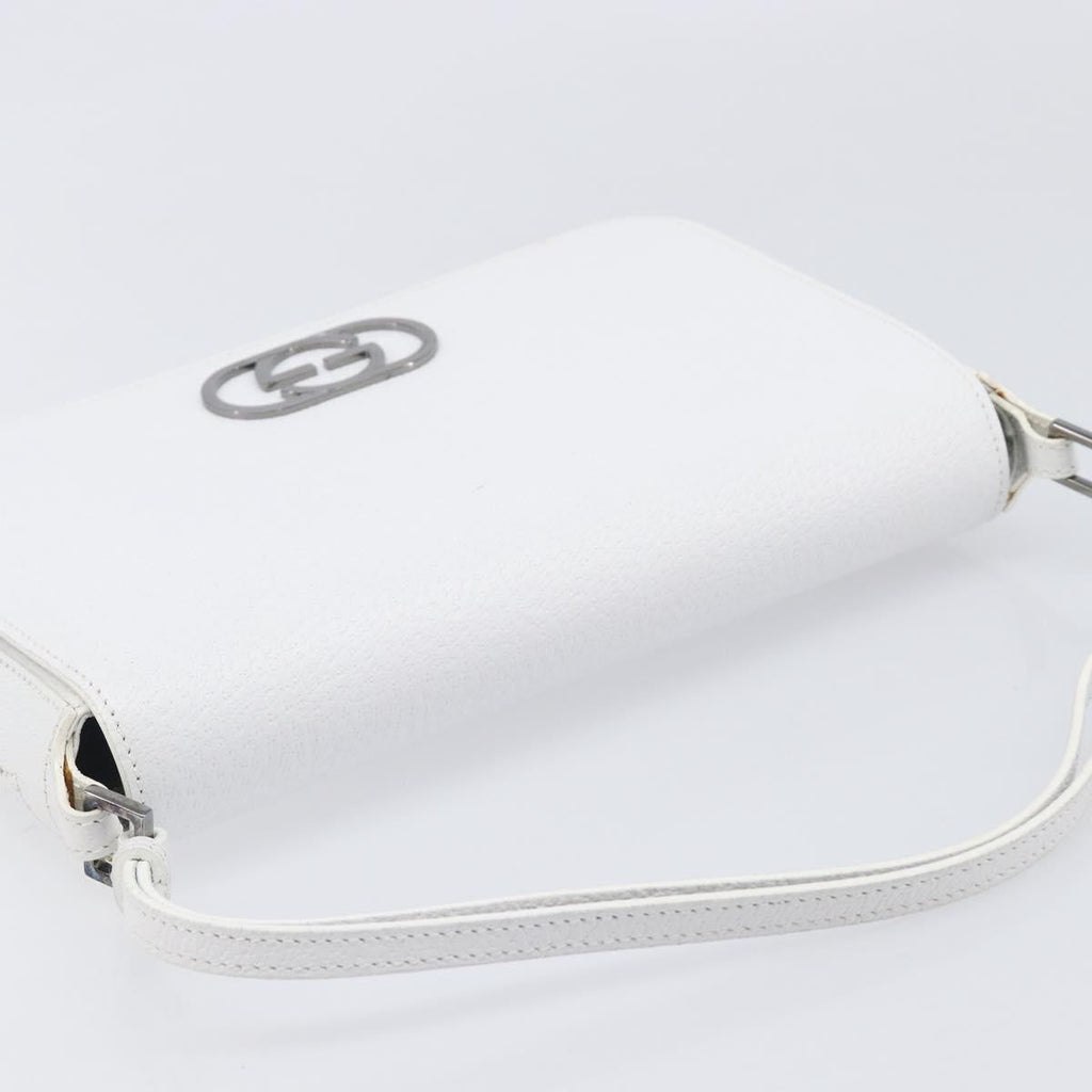 GUCCI Shoulder Bag Leather White Silver 001 3823 Auth yk21008V